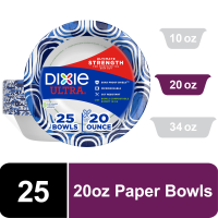 Dixie Bowls Paper 20oz. Each 25CT PKG