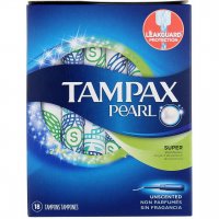 Tampax Pearl Tampons Super Absorbency w Plastic Applicator Unscented 18CT product image