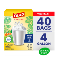 Glad Small Garbage Bags 4 Gallon 40CT