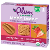 Plum Organics, Jammy Sammy, Snack Size Sandwich Bar, Peanut Butter & Strawberry, 5 Bars, 1.02 Oz product image