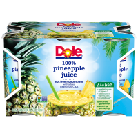 Dole All Natural 100% Pineapple Juice, 6 Ct 6 FL Oz Cans