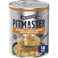 Progresso Pitmaster, Sausage and Beer Cheese with Potatoes, Canned Soup, 18 Oz