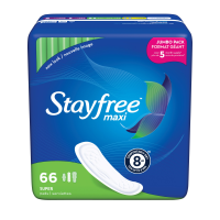 Stayfree Maxi Pads Without Wings, Super, 66 CT