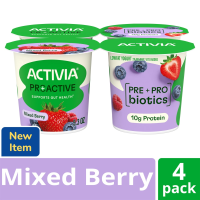 Activia Proactive Mixed Berry Probiotic Yogurt, 5.3 Oz, 4 Cups