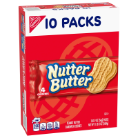 Nabisco Nutter Butter Peanut Butter Sandwich Cookies, 10 Snack Packs (4 Cookies per Pack)