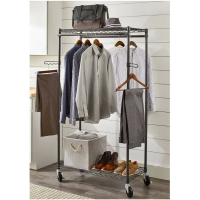 Better Homes & Gardens Double Hanging Garment Rack 38.2W x 23.6D x 66.1H in Gunmetal Finish Gray