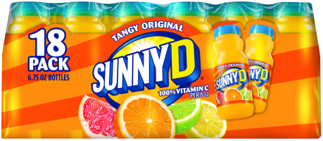 Sunny D Tangy Original Orange Juice 18 6.75 Bottles