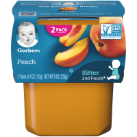 Gerber Stage 2 Baby Food, Peach Puree Tubs, 8oz 2 Pack