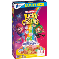 Lucky Charms Cereal, The Super Mario Galaxy Movie, Strawberry, Family Size, 18.6 oz