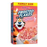 Kellogg's Frosted Flakes Strawberry Milkshake Breakfast Cereal Family Size Box, 20.1 oz