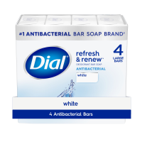 Dial Antibacterial Bar Soap, Refresh & Renew White, 4 oz  4 Bars