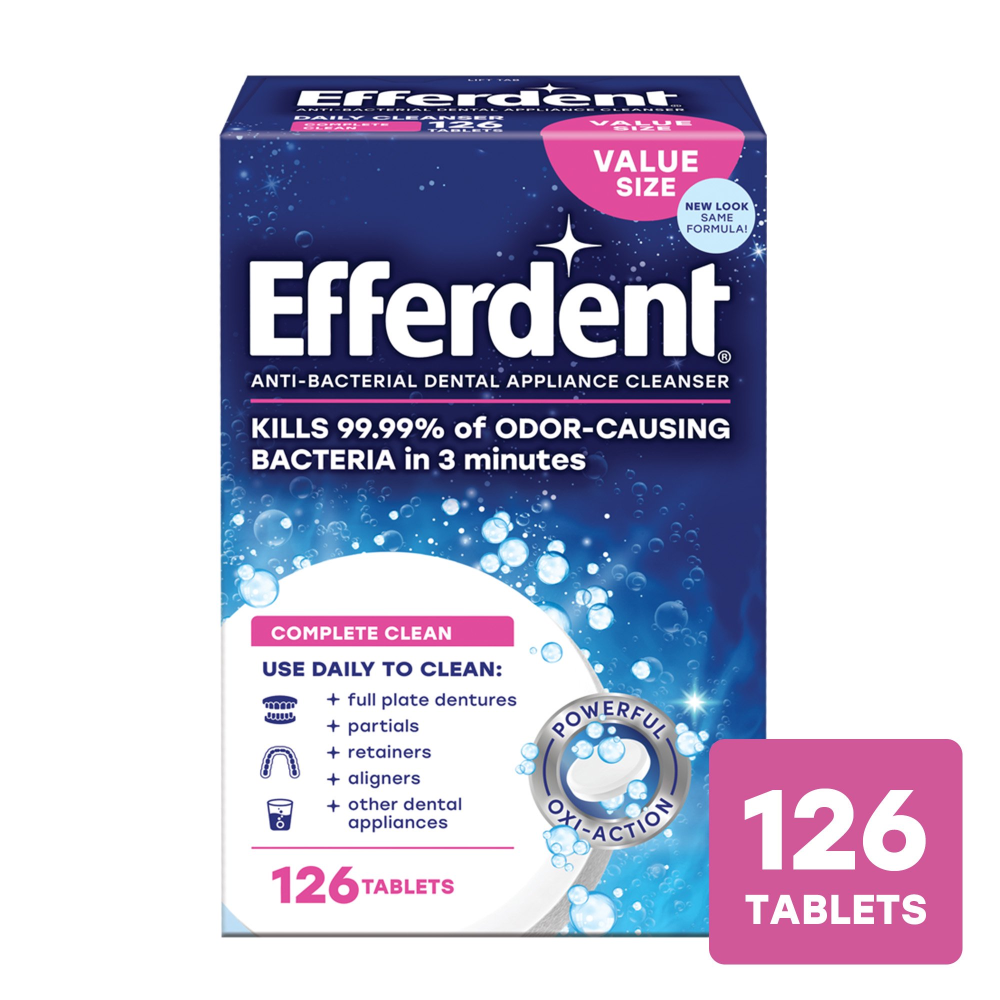 Efferdent Anti-Bacterial Denture Cleanser Tablets 126CT Box