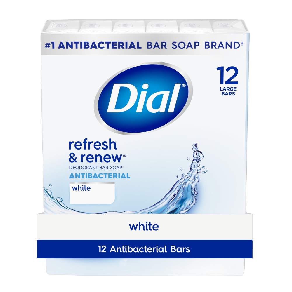 Dial Bath Soap Antibacterial White 12PK of 4oz Bars