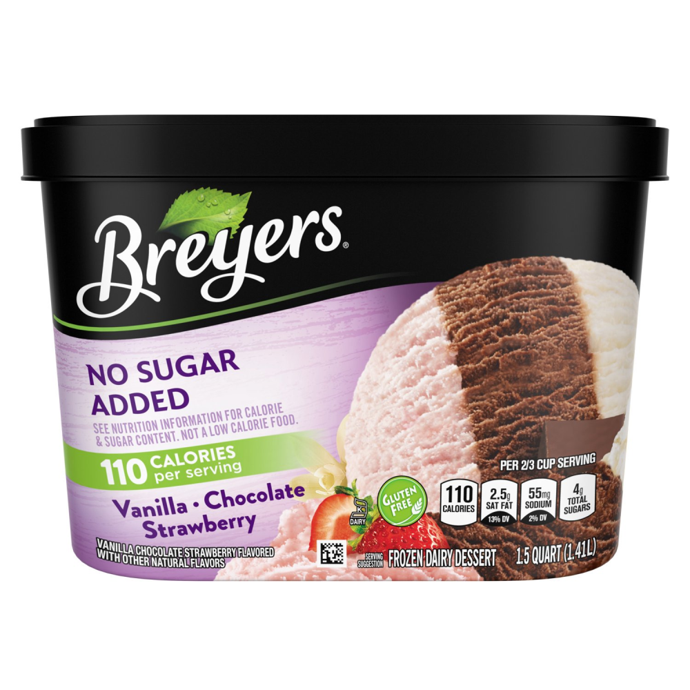 Breyers All Natural Ice Cream Vanilla, Chocolate, Strawberry 1.5 QT