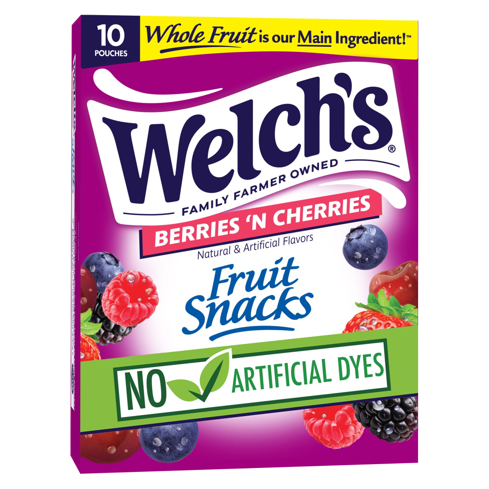 Welch's Fruit Snacks Berries N Cherries 0.8oz Pouches 10CT Box