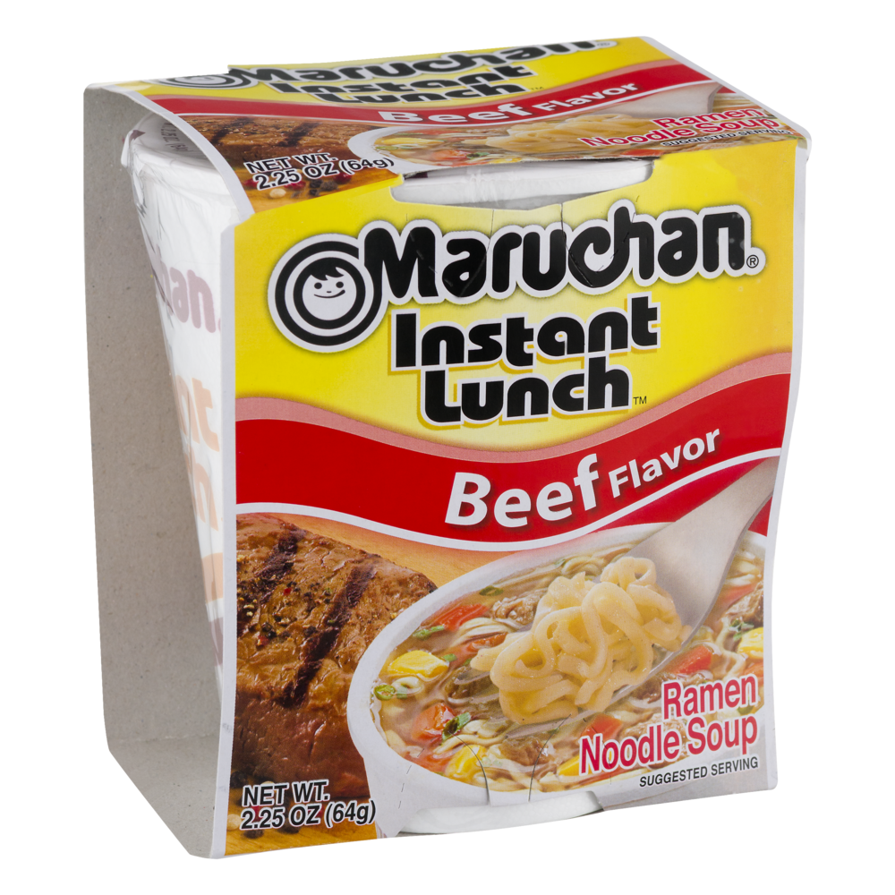 Maruchan Beef Flavor Instant Lunch Ramen Noodles – 2.25 Oz Cups (Pack Of 12)
