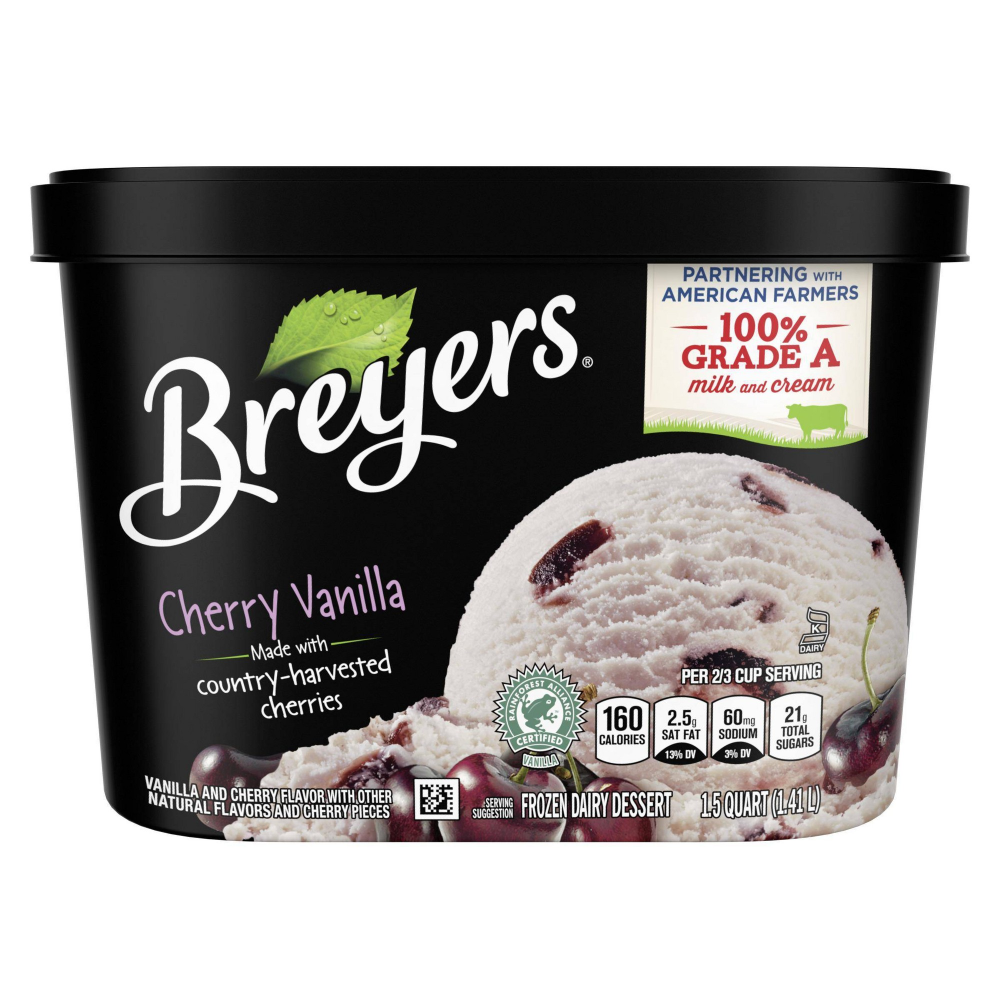 Breyers All Natural Ice Cream Cherry Vanilla 1.5QT