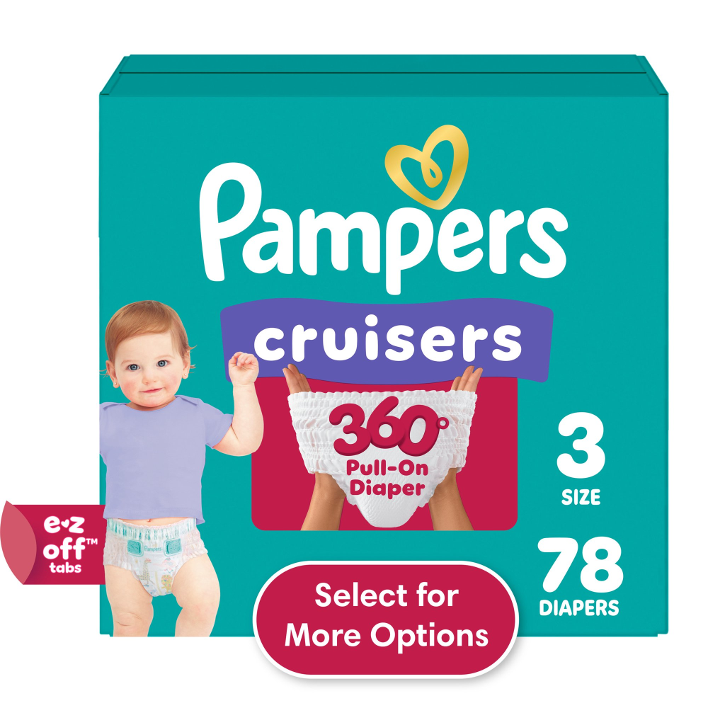Pampers Cruisers 360 Baby Diapers Size 3, 78 Count