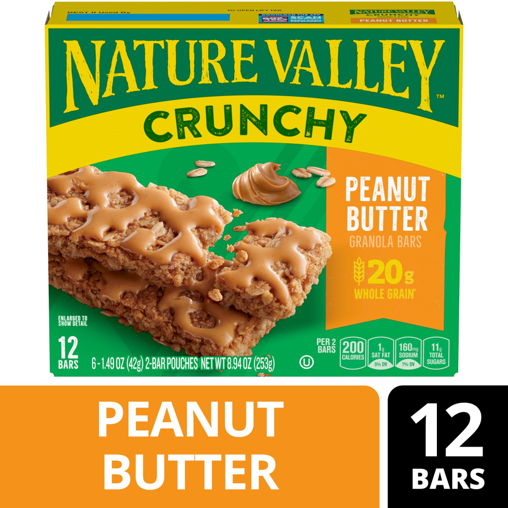 Nature Valley Crunchy Granola Bars Peanut Butter 12CT 6 - 1.49OZ 2-Bar Pouches) 8.94OZ