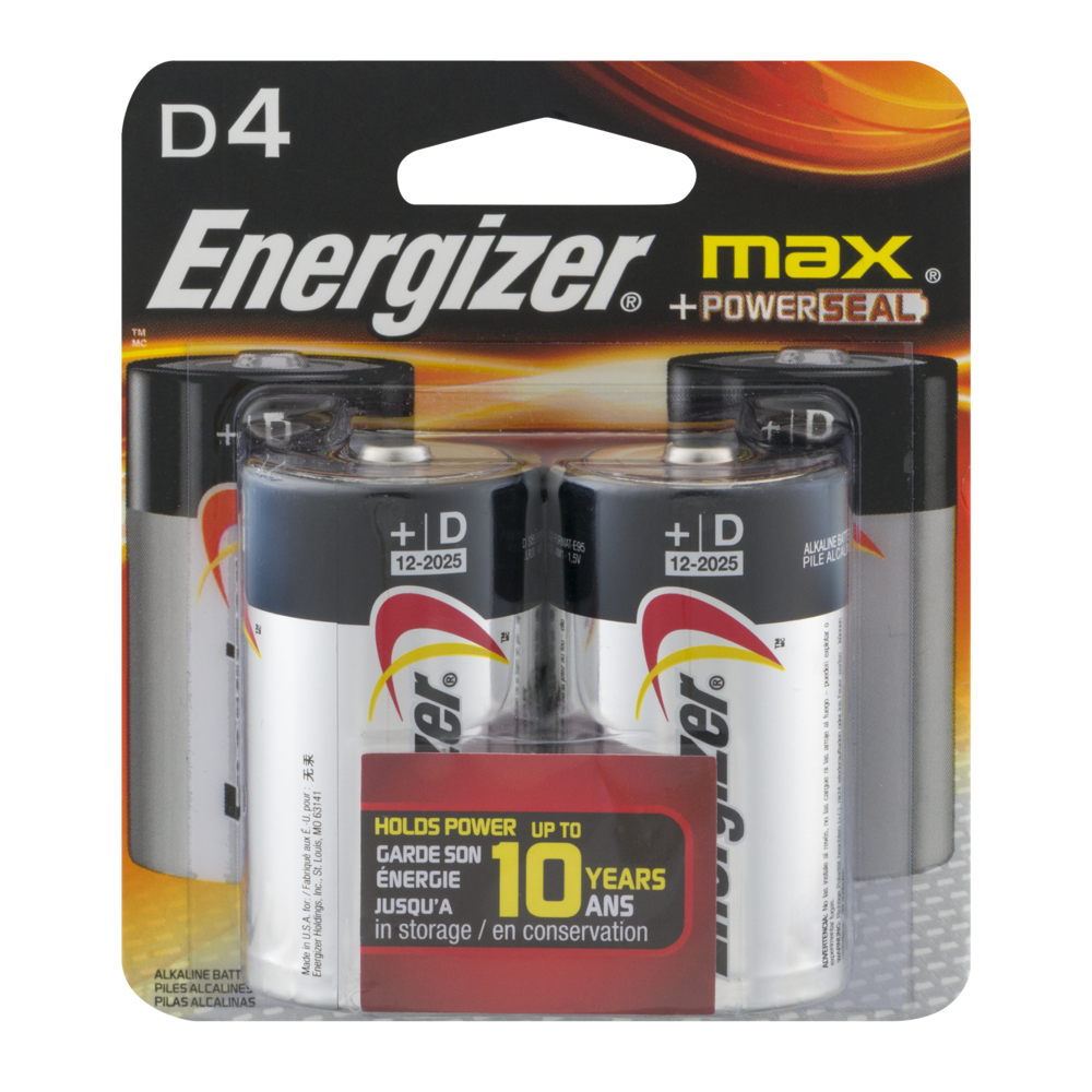 Energizer Max Batteries Size D 4CT