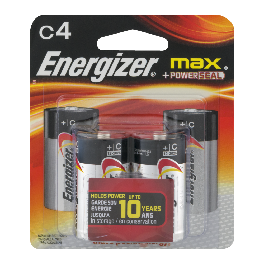 Energizer Max Batteries Size C 4CT