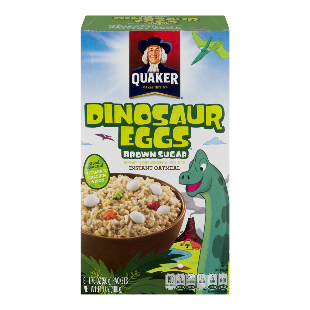 Quaker Instant Oatmeal Dinosaur Eggs Brown Sugar 8PK 14.1oz Box