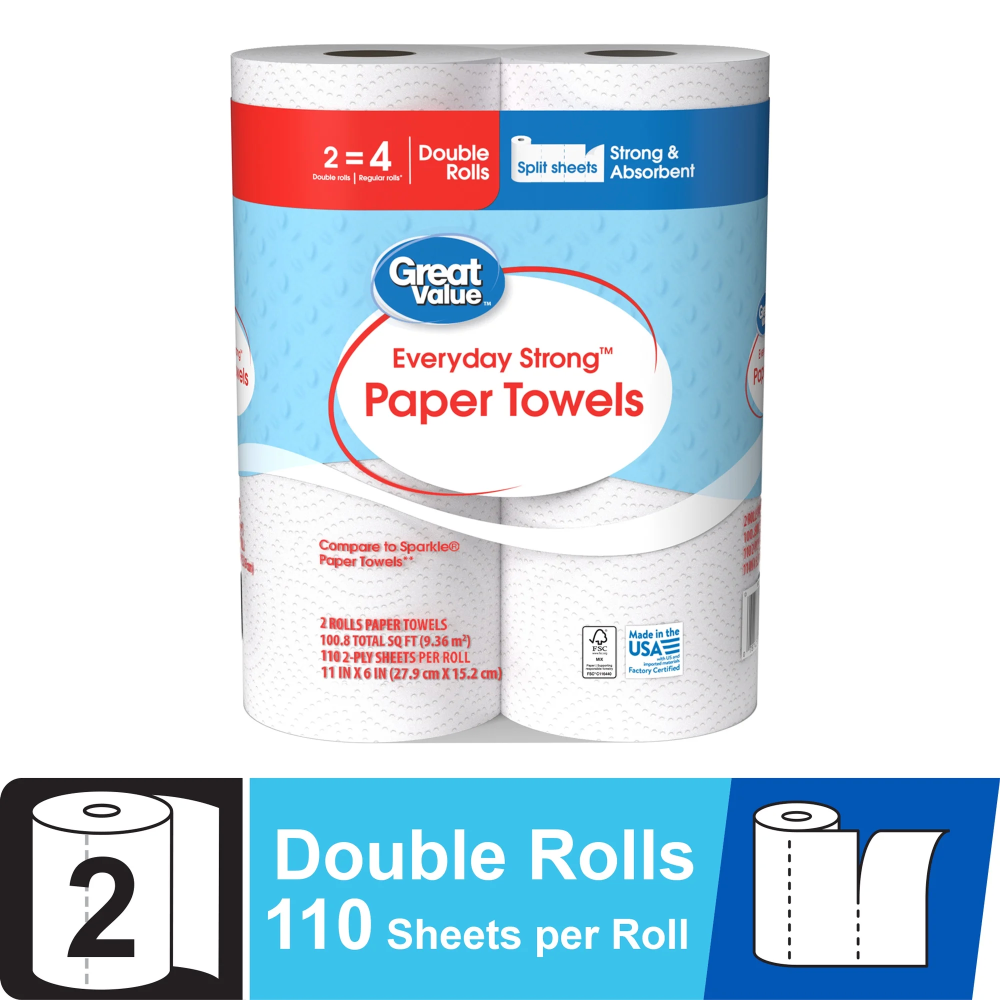 Store Brand Paper Towels  2 Double Rolls 110 Sheets 2-Ply  Per  Roll
