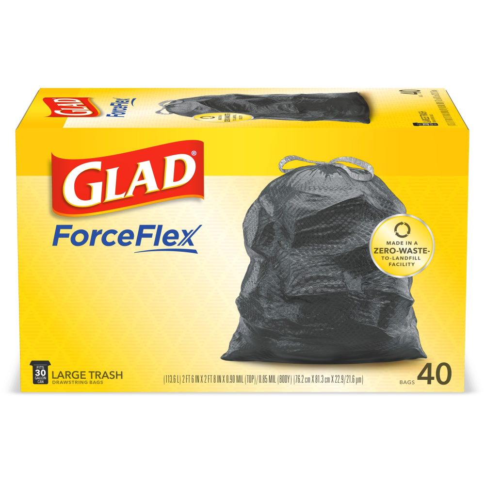 Glad Drawstring ForceFlex Large Trash Bags 30 Gallon 40CT