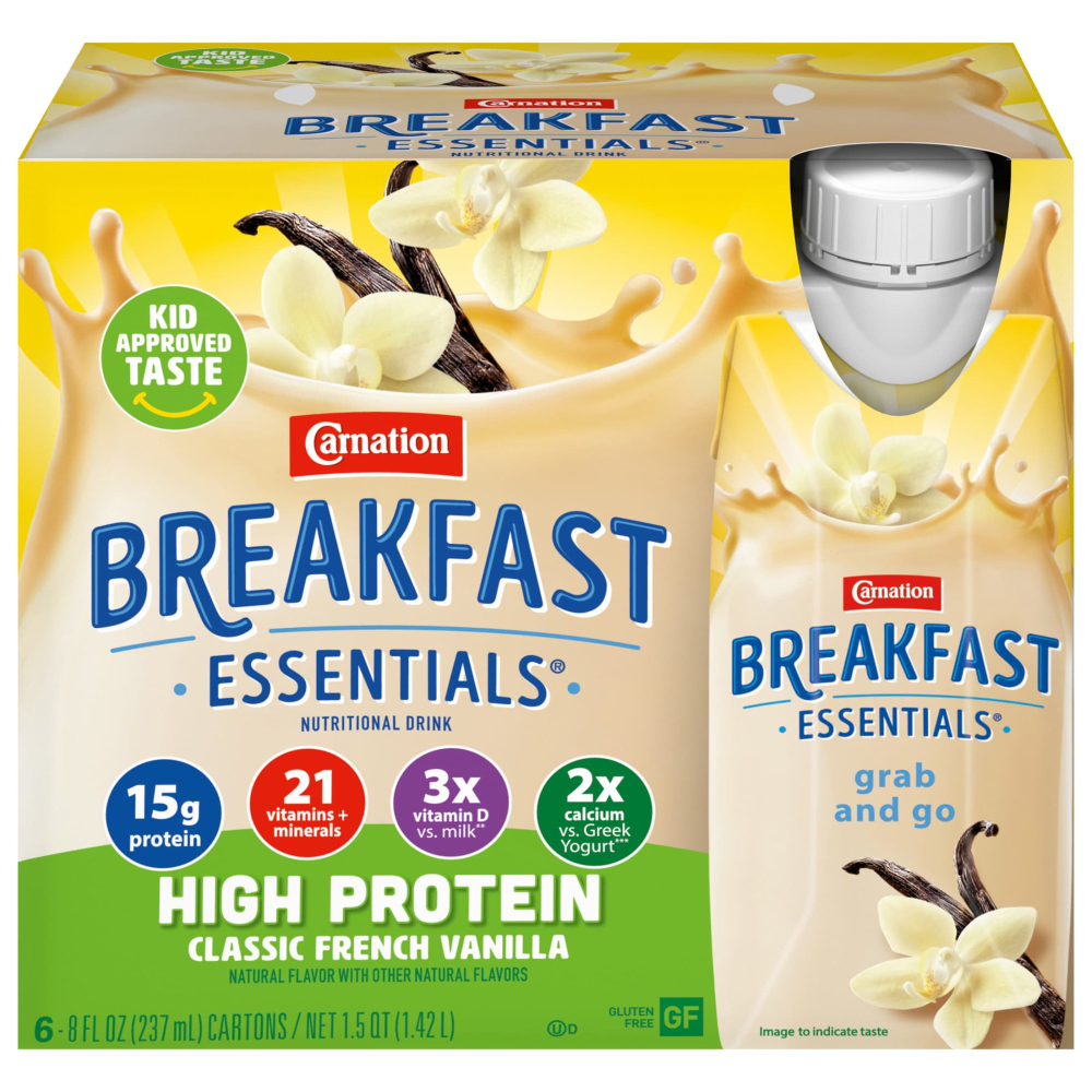 Carnation Instant Breakfast Essentials Drink Classic French Vanilla 6PK of 8oz BTLS