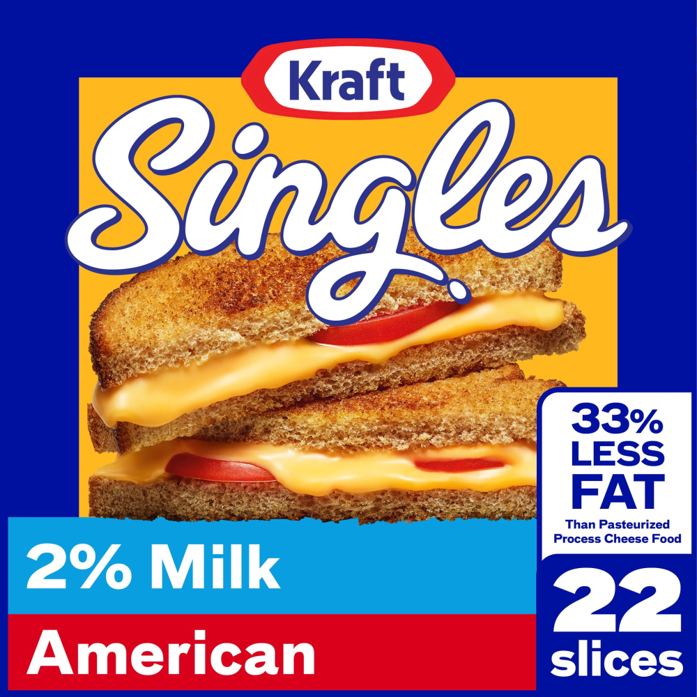 Kraft American Cheese Singles 2% Milk Reduced Fat 22CT 12oz PKG