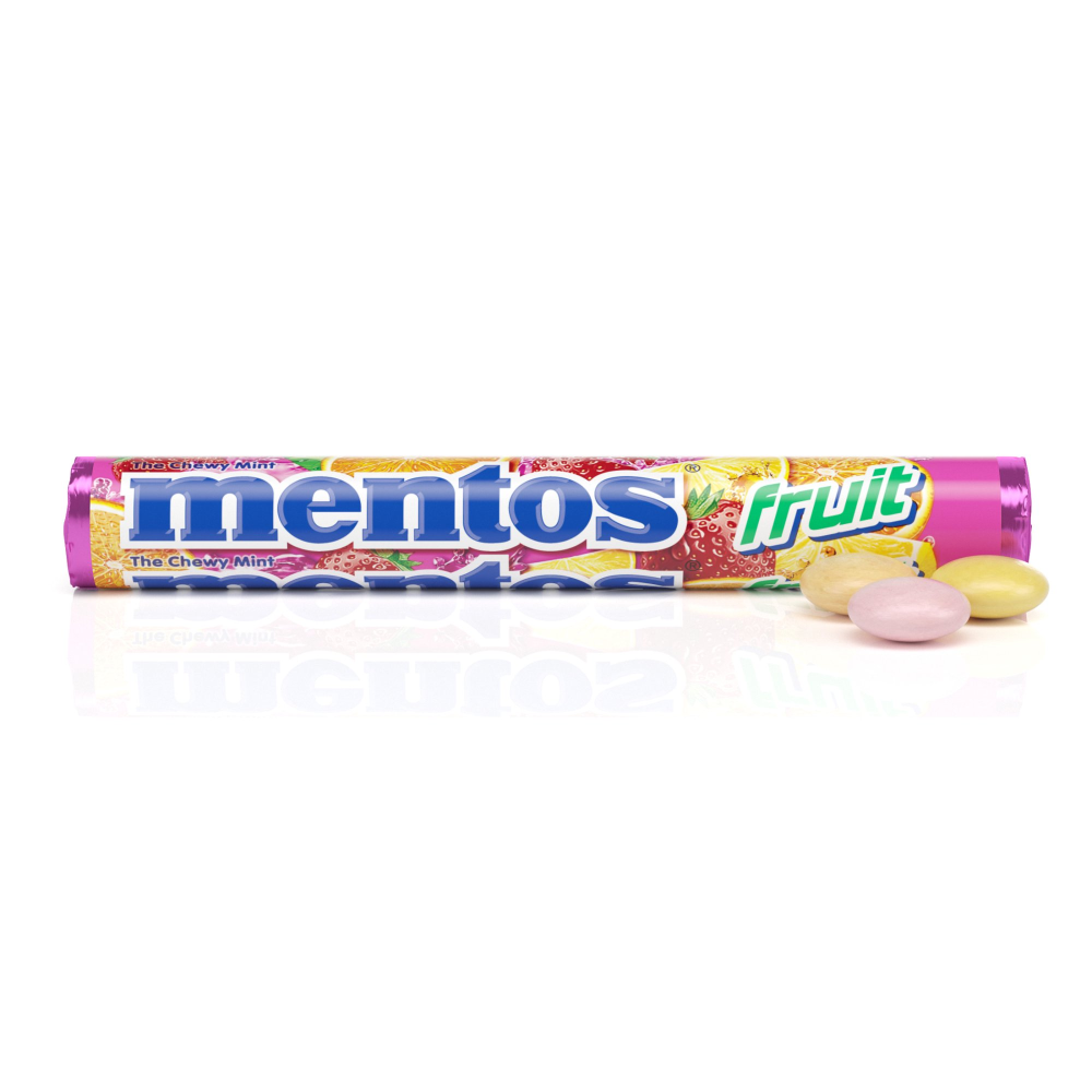 Mentos Chewy Candy Fruit Flavor 14CT Roll 1.32oz PKG