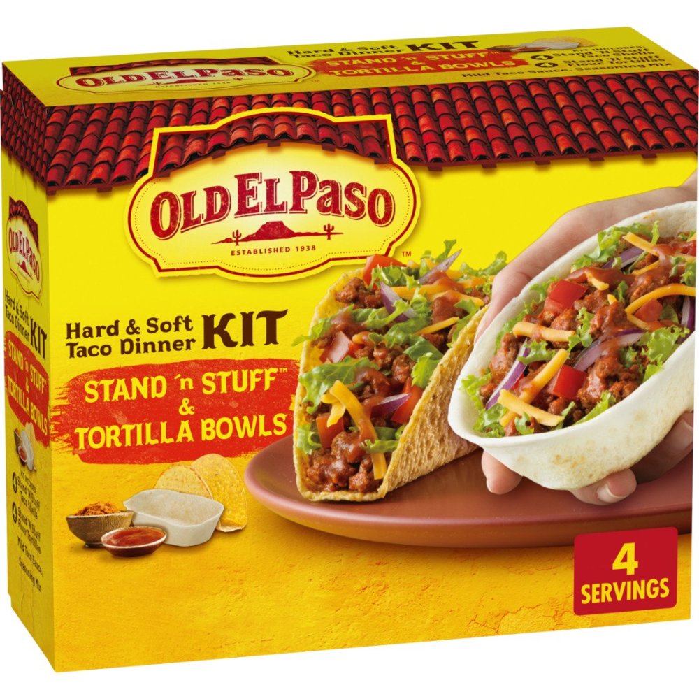 Old El Paso Stand 'N Stuff Shells and Tortilla Bowls, Hard & Soft Taco Dinner Kit, 9.4 oz.