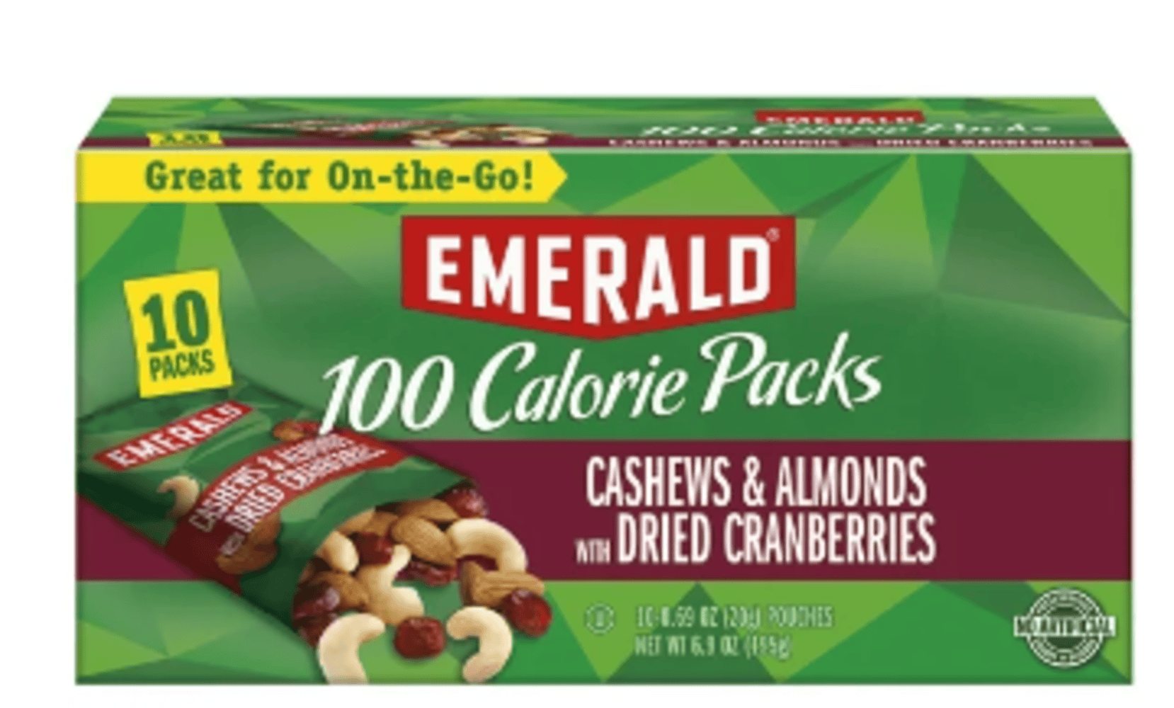Emerald 100 Calorie Packs Cashew, Almonds \u0026 Dried Cranberries 10Pack Box  4.83oz | Garden Grocer