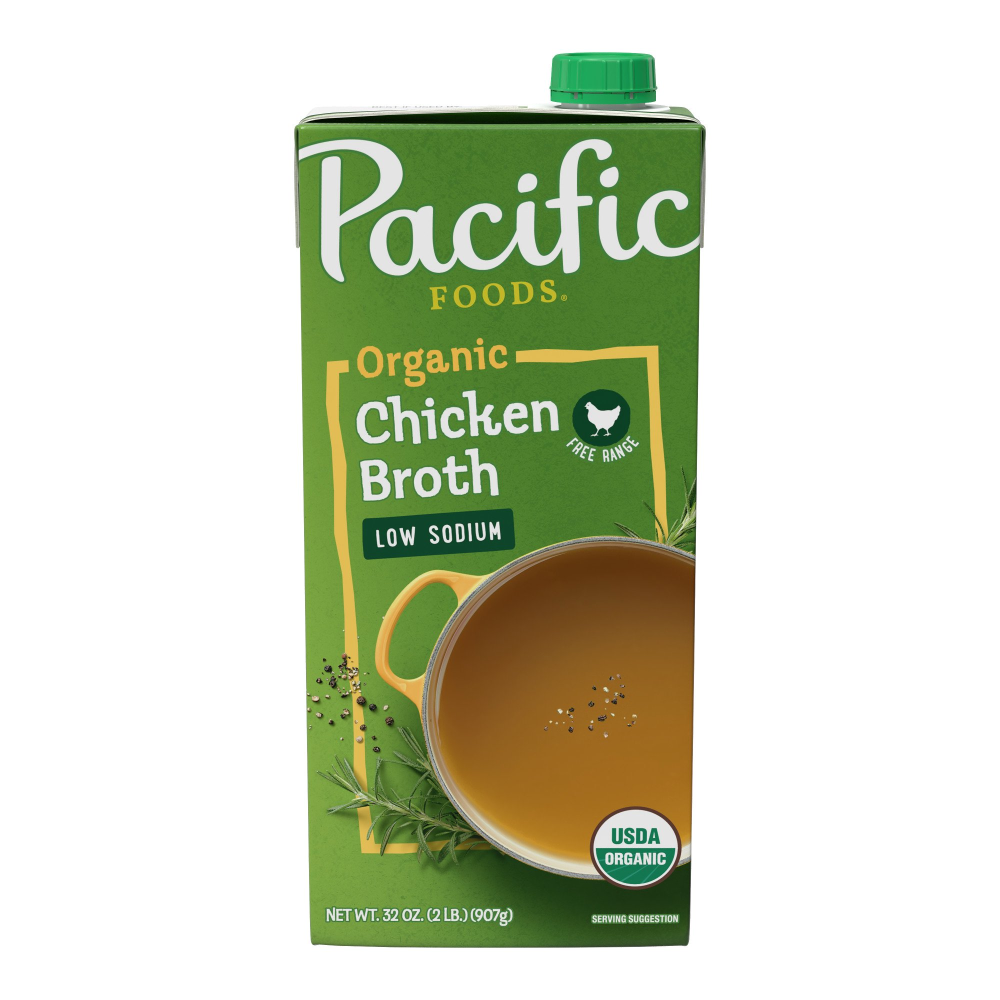 Pacific Natural Foods Organic Low Sodium Chicken Broth  32oz CTN