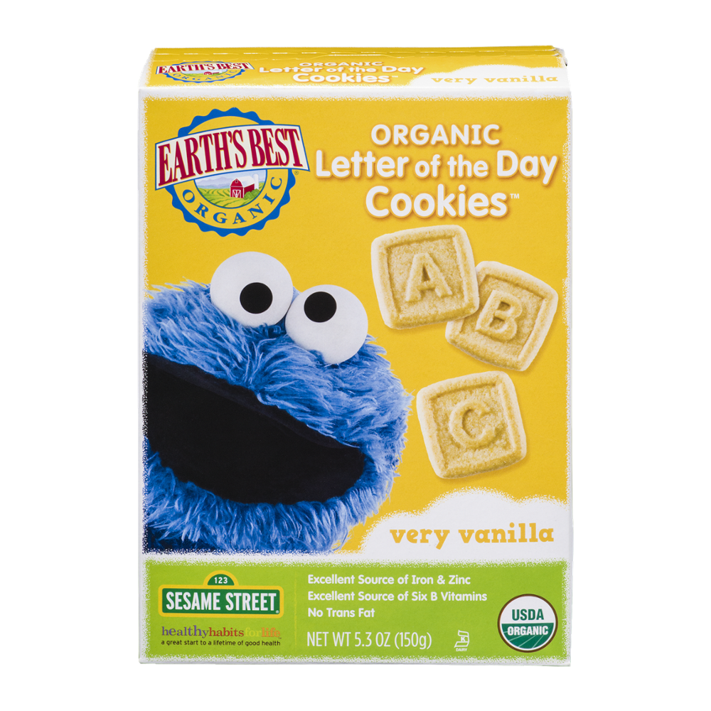 Earth's Best Organic Letter of the Day Cookies Very Vanilla 5.3oz Box