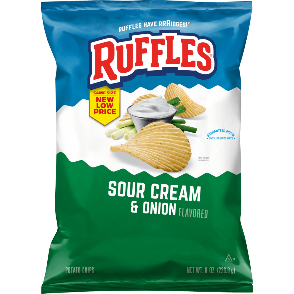 Ruffles Potato Chips Sour Cream & Onion 8oz Bag