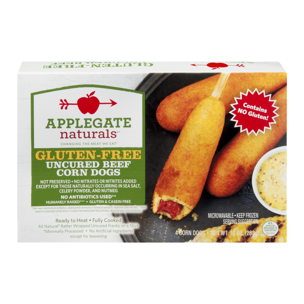 Applegate Naturals Corn Dogs Uncured Beef GlutenFree 4CT 10oz Box Garden Grocer