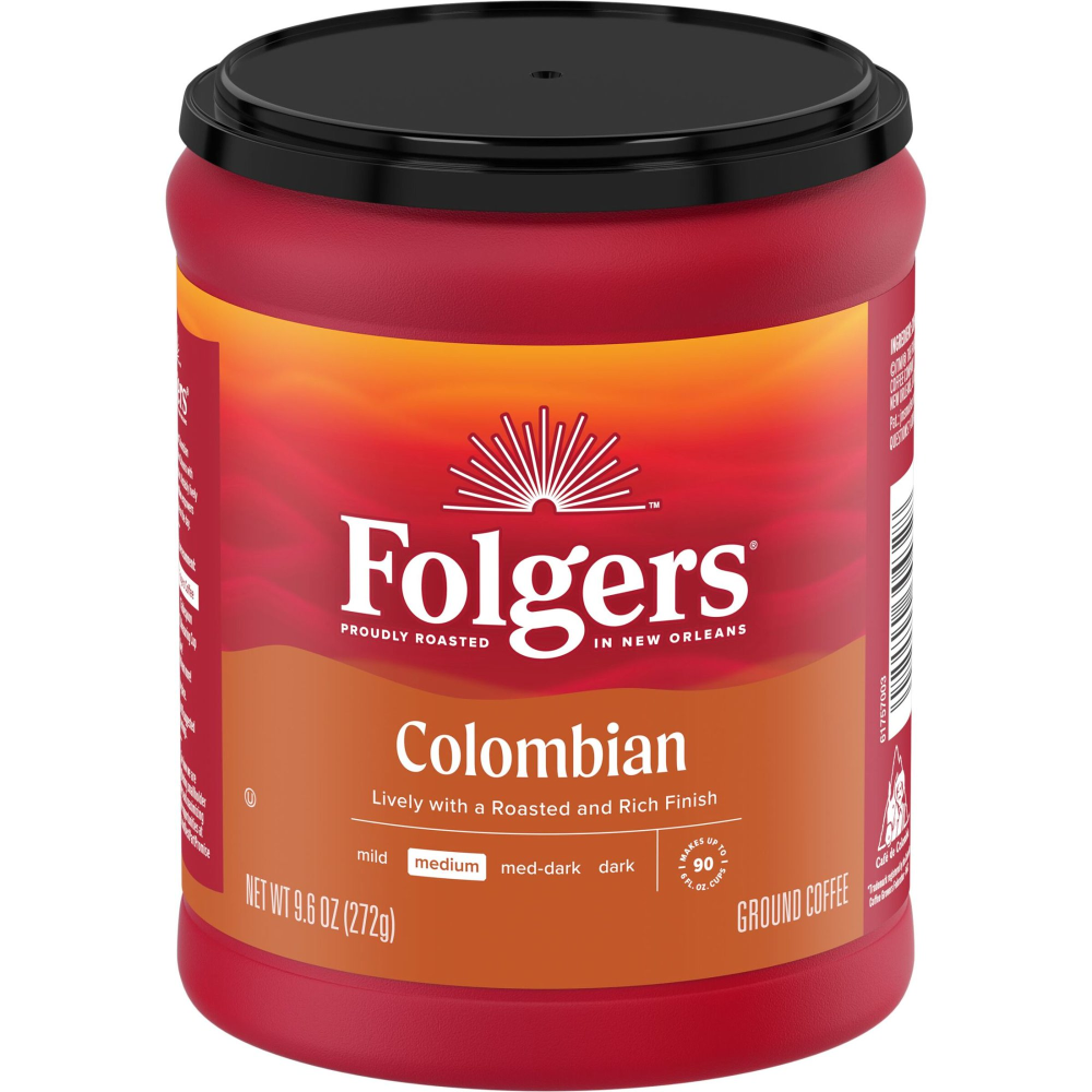 Folgers Coffee 100% Colombian Medium Dark Ground 9.6 oz