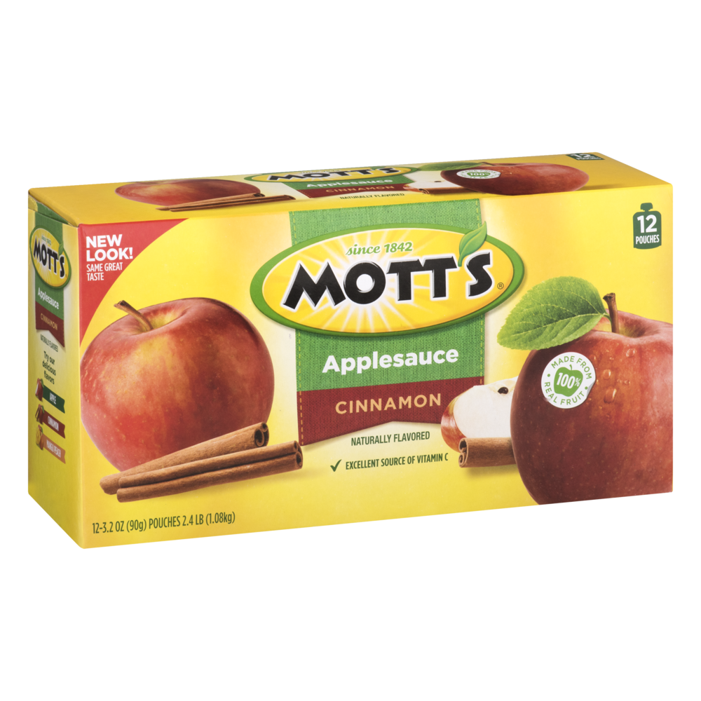 Mott's Applesauce Snack & Go! Pouches Cinnamon 12 Count 38.4oz Garden