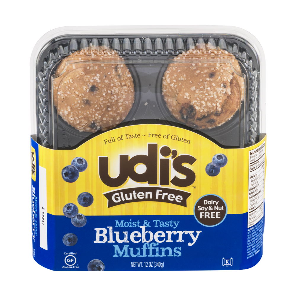 Udi's Gluten Free Muffins Blueberry 4PK 12oz (Frozen) Garden Grocer