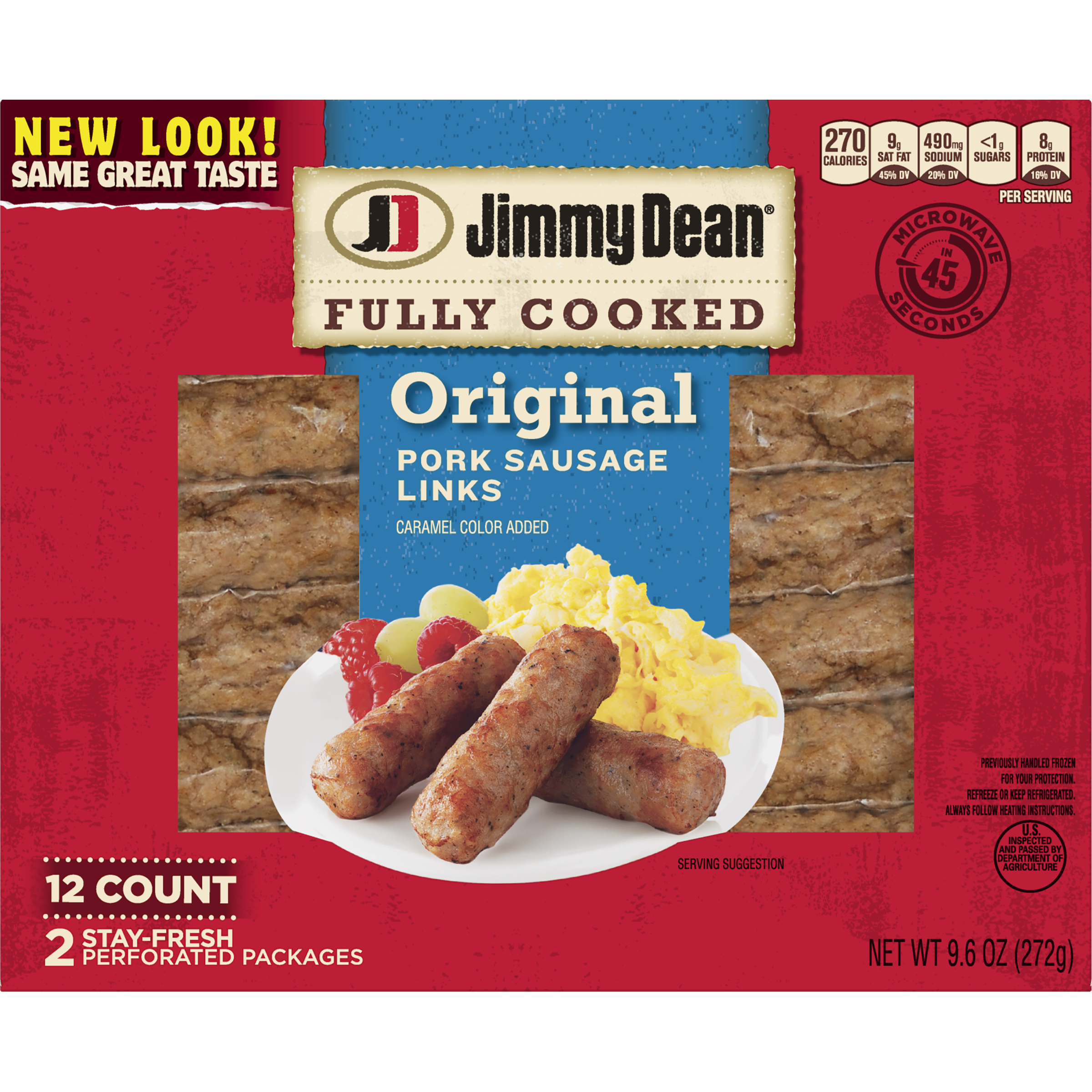 Jimmy Dean Fully Cooked Original Pork Sausage Links, 9.6 Oz., 12 Count
