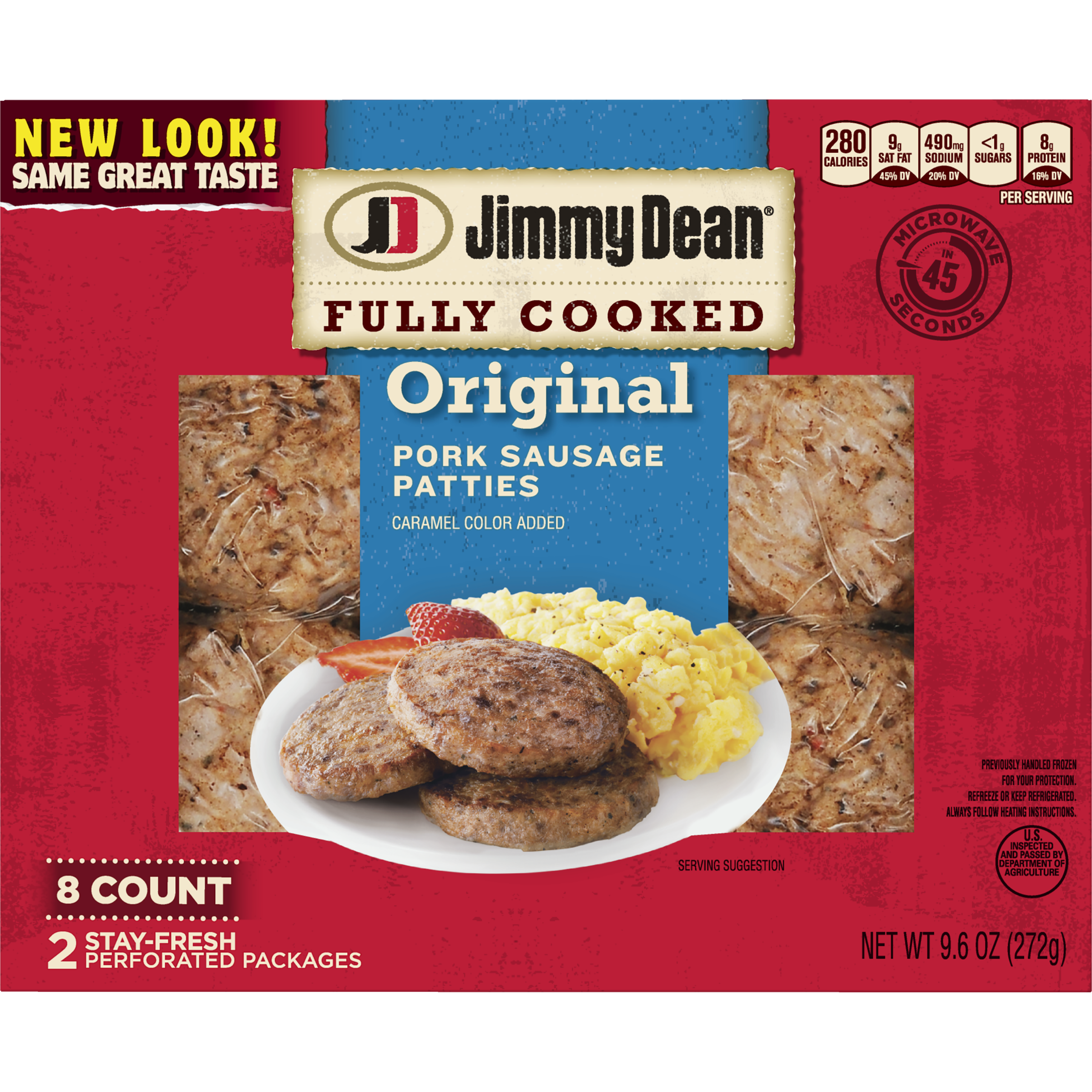 Jimmy Dean Original Fully Cooked Pork Sausage Patties, 9.6 Oz., 8 Count