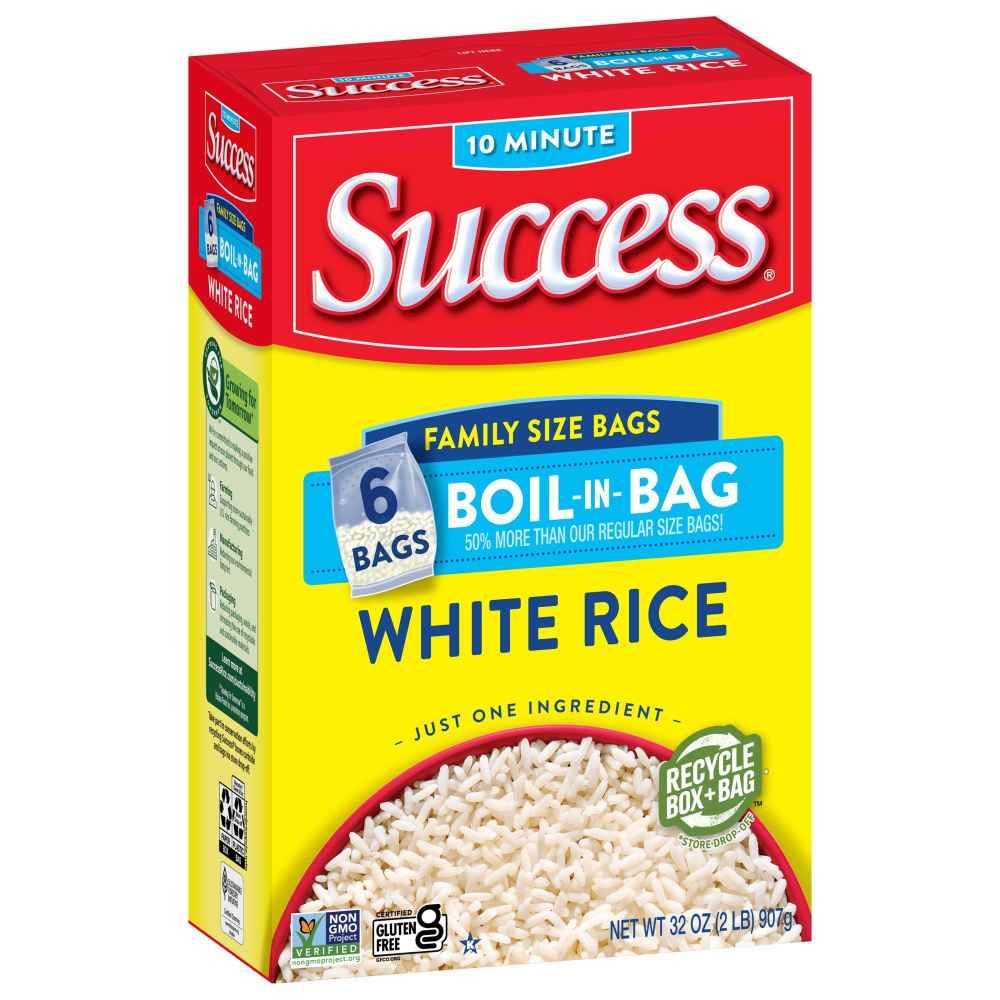 Success Boil-In-Bag Rice White Enriched Long Grain 3.5oz EA 6CT