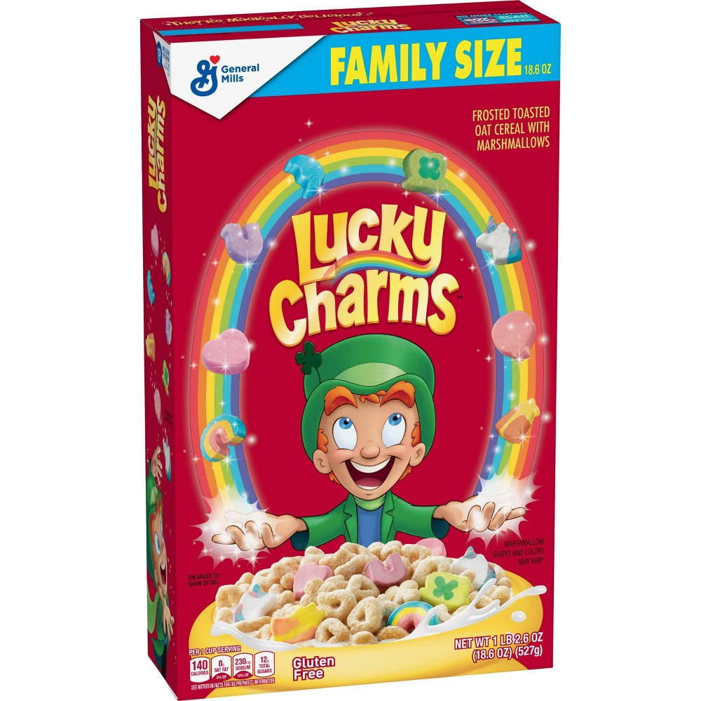 Lucky Charms Gluten Free Kids Breakfast Cereal with Marshmallows  Family Size  18.6 Oz