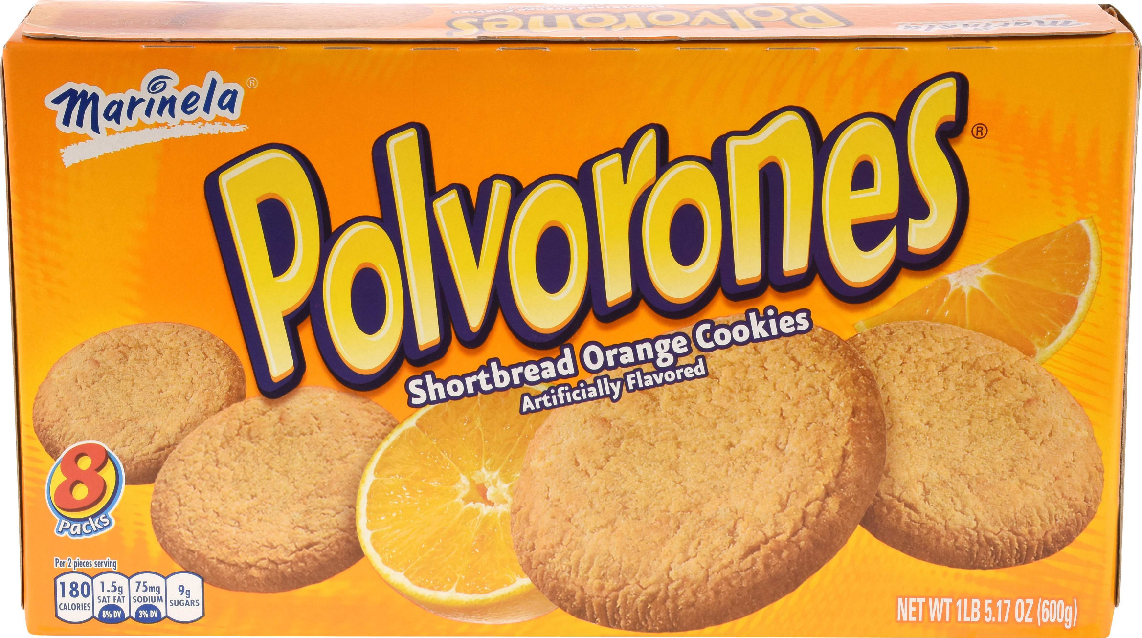 Marinela Polvorones Shortbread Orange Cookies 8pk/2.61oz Garden Grocer