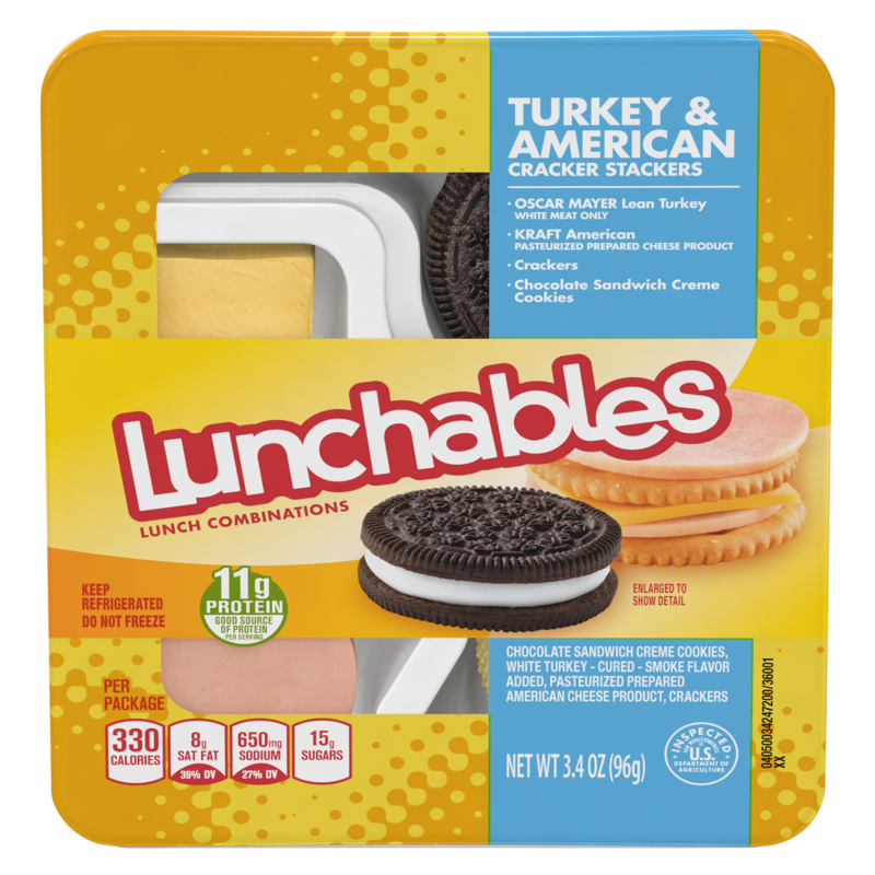 Lunchables Turkey & American Cheese Cracker Stackers Kids Lunch Snack  3.2 Oz Tray