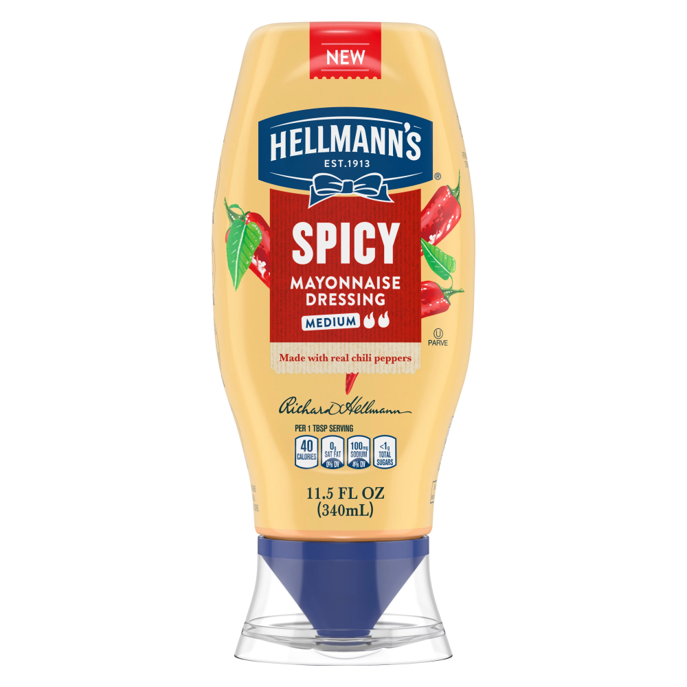 Hellmann S Medium Spicy Mayonnaise  11.5 Fl Oz Bottle