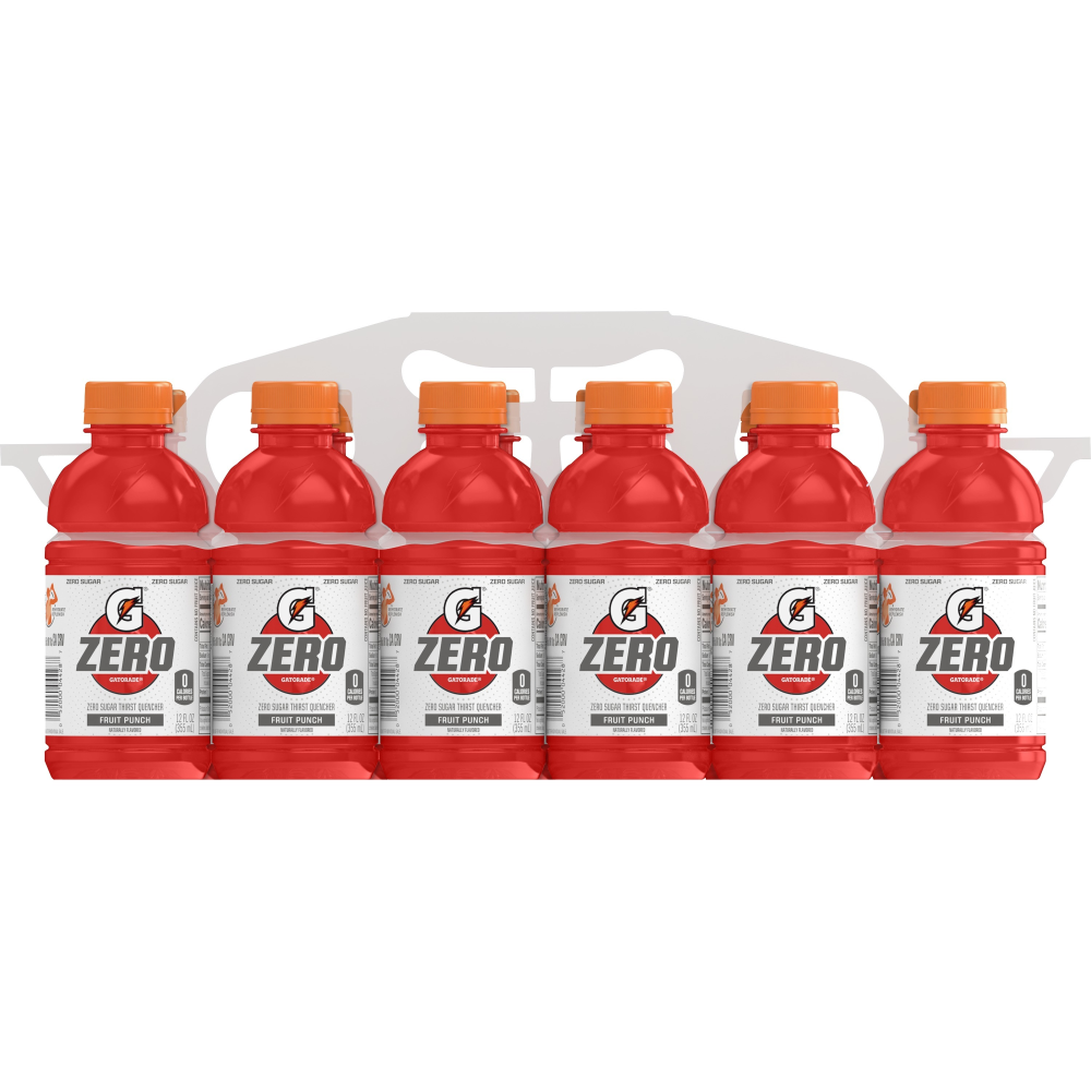 Gatorade G Zero Sugar Fruit Punch Thirst Quencher Sports Drink  12 Oz  12 Pack Bottles