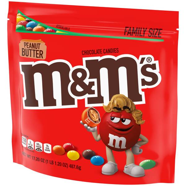 M&M S Peanut Butter Chocolate Candy  Family Size - 17.2 Oz 