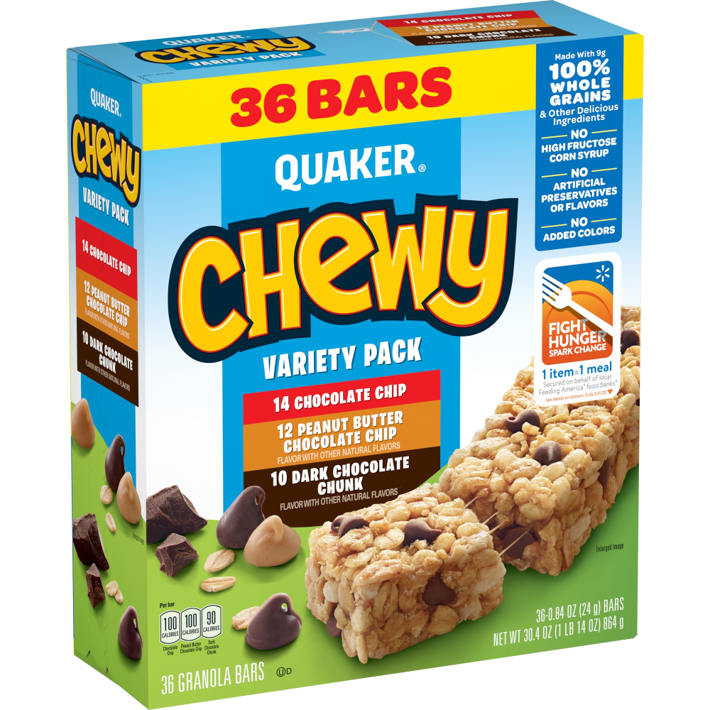 Quaker Chewy Granola Bars 3 Flavor Variety Pack 30.4 36 count